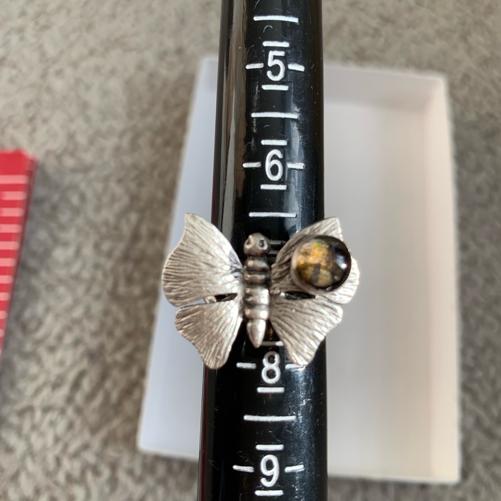 Real Butterfly Wing set in Pewter,size 7